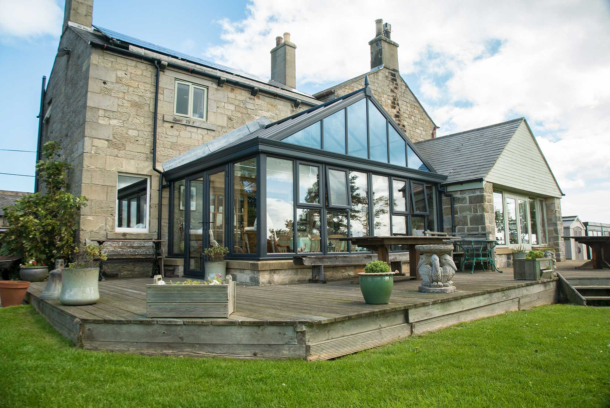 gable end conservatory with tiled roof