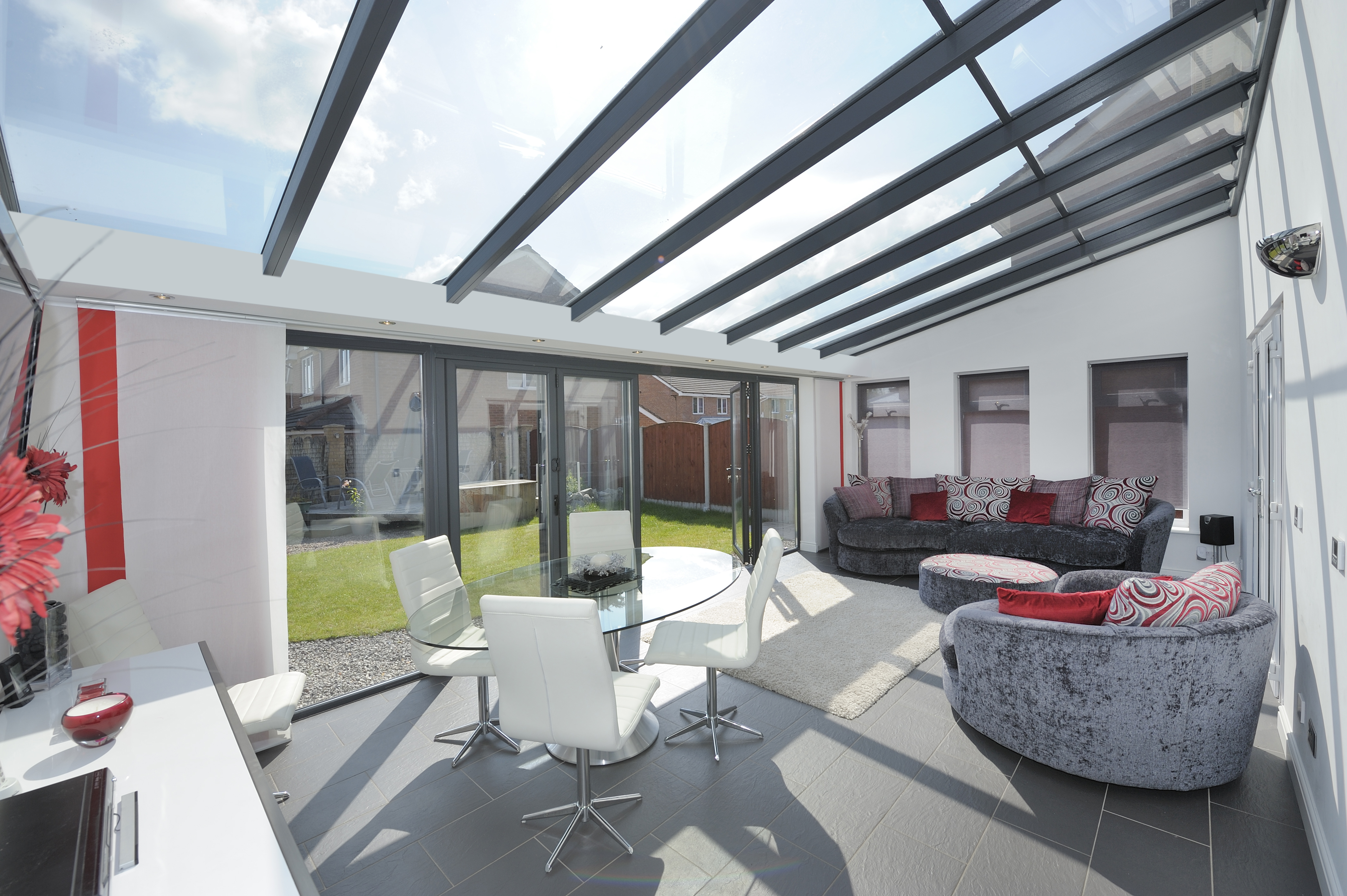 glass roof livinroom lean to conservatory